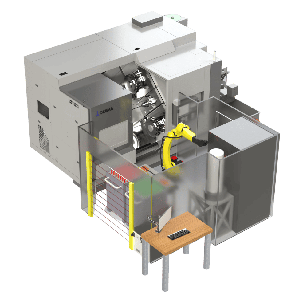 Lathe Tending Automation Cell - Custom Automation installation engineered by Morris Automation