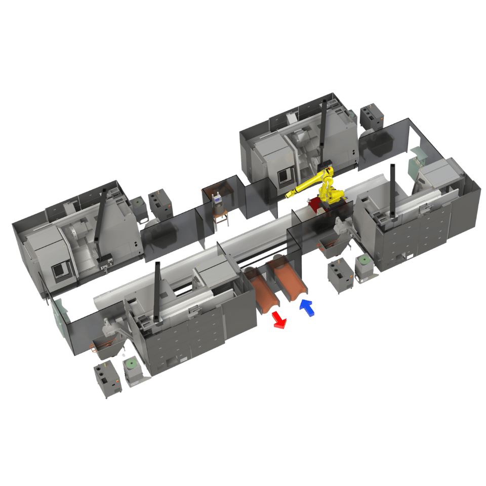 Four Machine RTU Automation Cell - Custom Automation installation engineered by Morris Automation