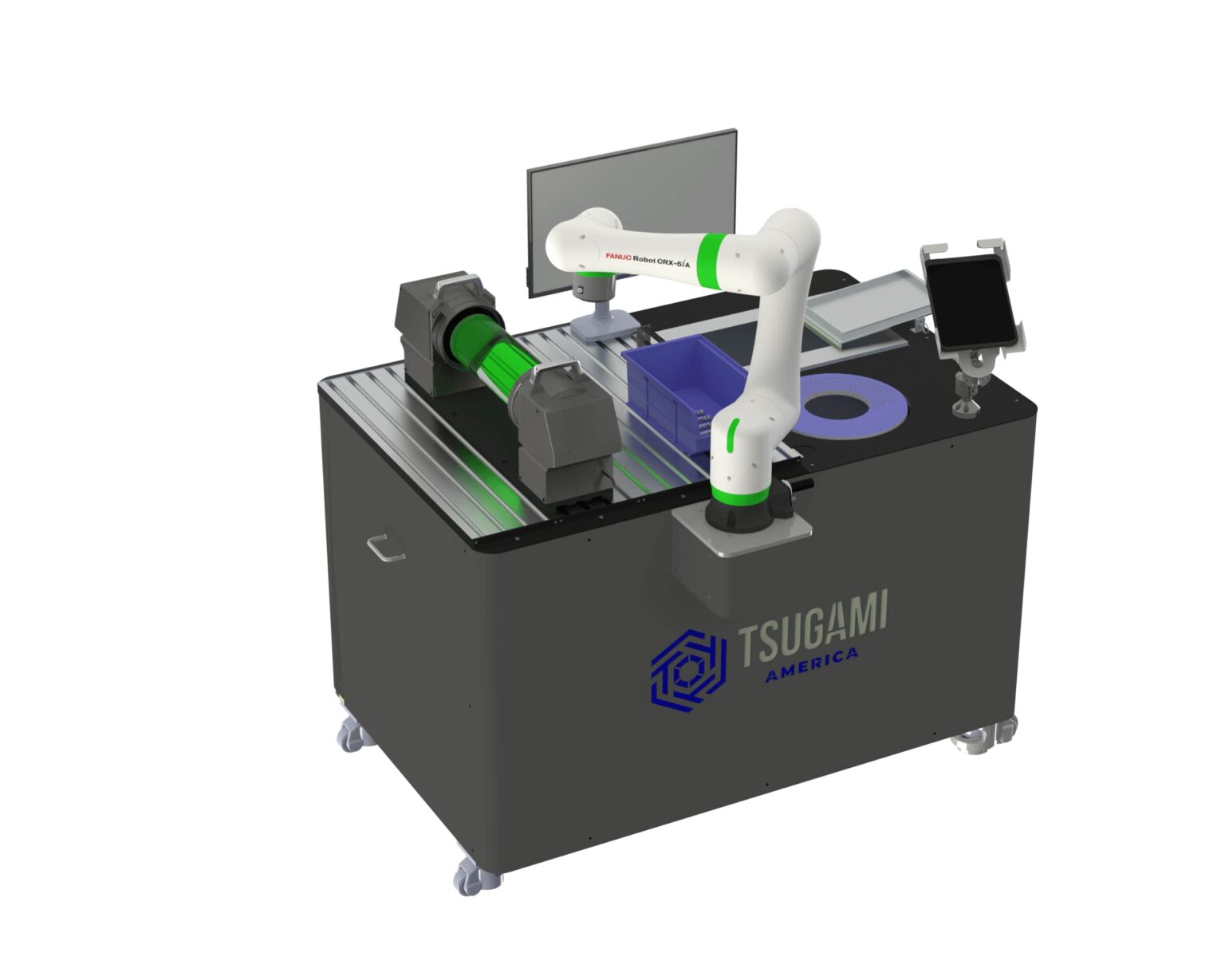 Tsugami America Inspection Cart for swiss lathes, pre-engineered for small parts manufacturing