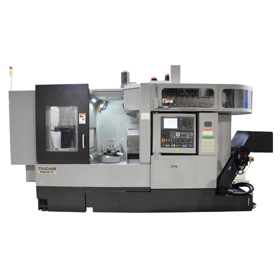 Tsugami FMA5-V horizontal machining center with vertical pallet pool for a 20 sec pallet change time