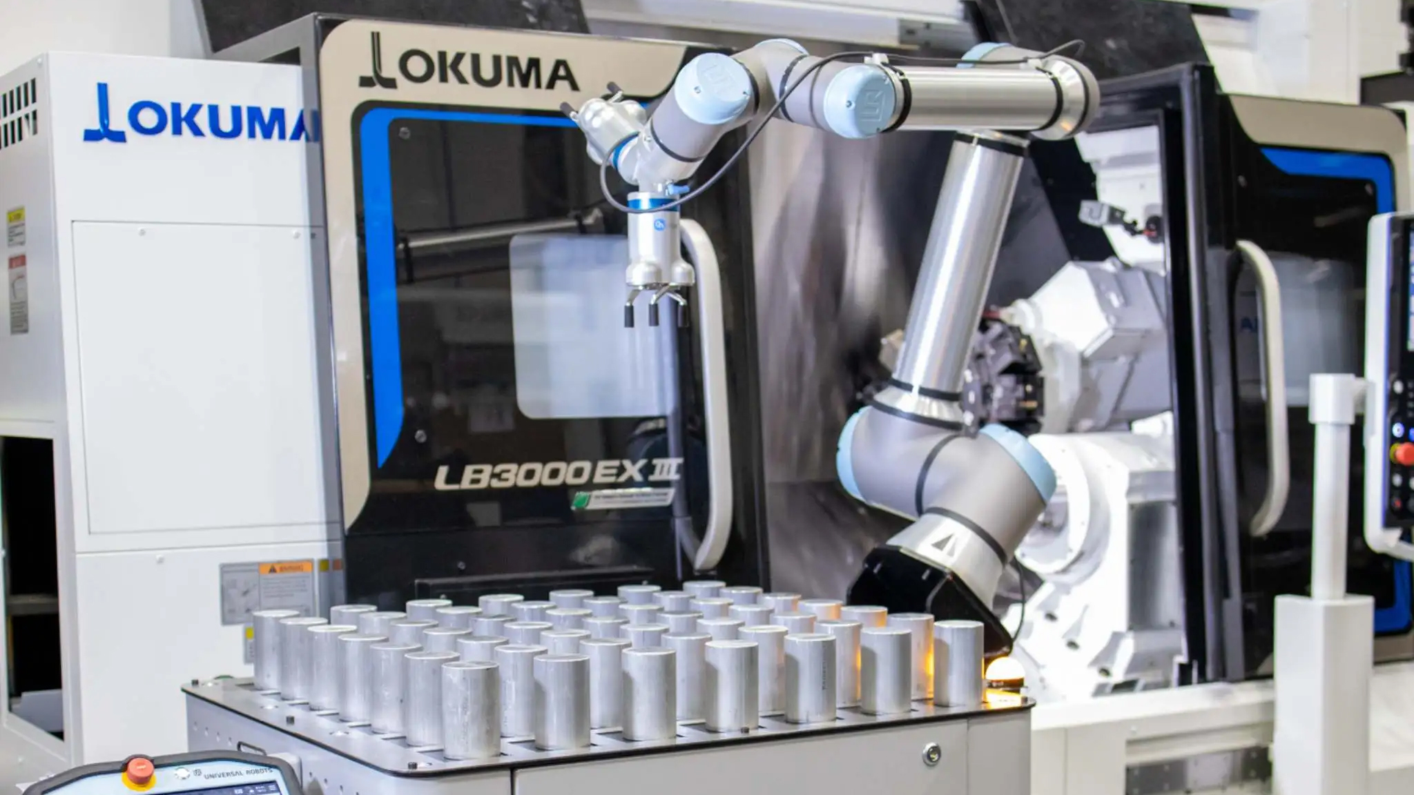Cobot automation system tending a CNC machine