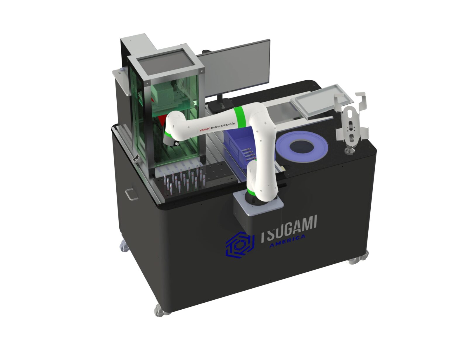 Tsugami America Swiss Marking Cart, pre-engineered small part manufacturing automation solution